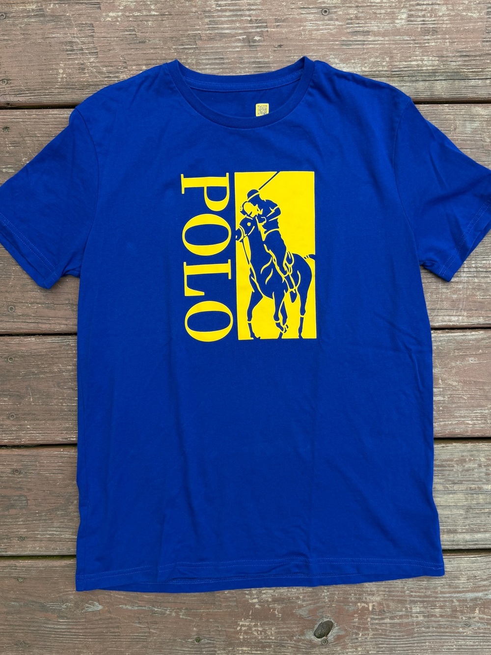 Polo Ralph Lauren T Shirt Blue Men’s S Yellow Big Pony Graphic Logo Crewneck